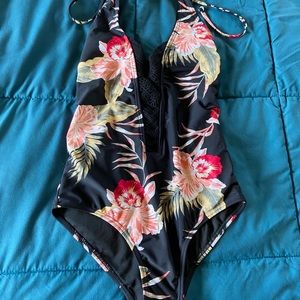 Roxy Hawaiian tropical floral one piece swimsuit